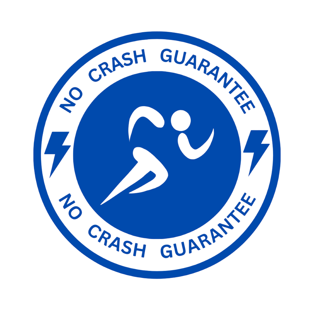 Logo of Enerza Endurance Fuel's no crash guarantee depicting the dedication to customer satisfaction.