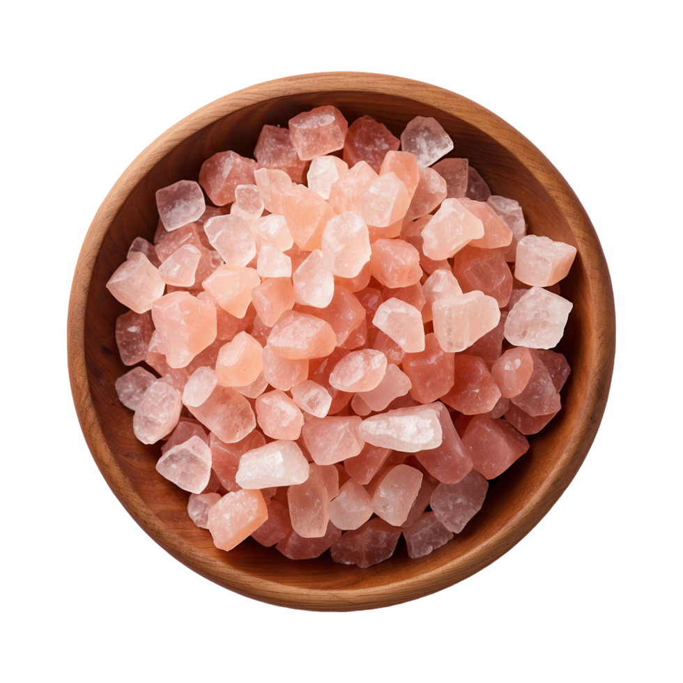 Bowl of pink himalayan salt rocks representing the electrolytes that are in Enerza endurance fuel.